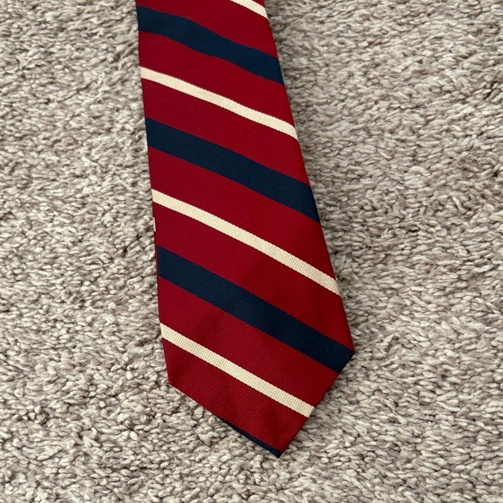 Elegant Burgundy and Navy Striped Men's Tie - Picture 4 of 5